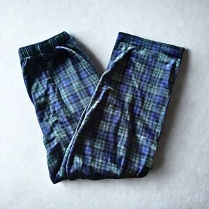 Izod Green and Blue Plaid Fleece Joggers / Loungepants Size Medium NWOT